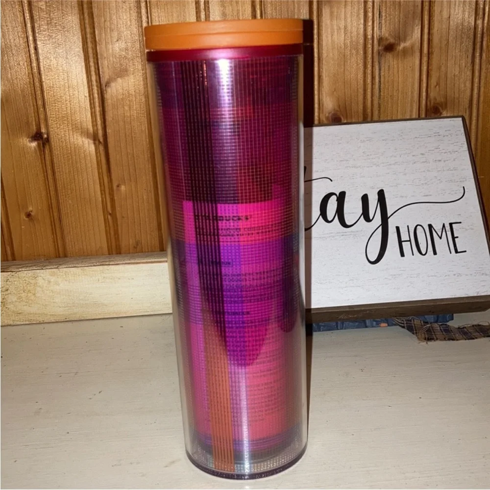 Rare Starbucks Butterfly Floral Travel Cup Reusable Tumbler Orange Sip Lid New